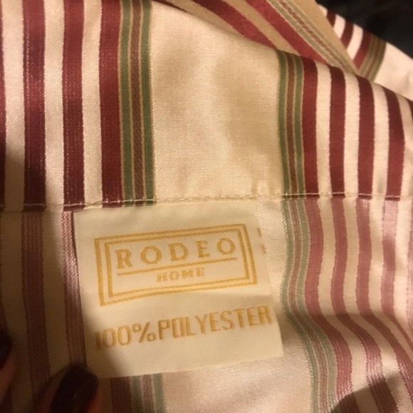 Rodeo Home Red Beige stripe silk long Drapes 90” - Picture 4 of 4